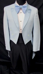 Boys Size 8 Vintage Light Blue Tuxedo Tailcoat Satin Lapels 1970's Retro Prom  - Picture 1 of 4