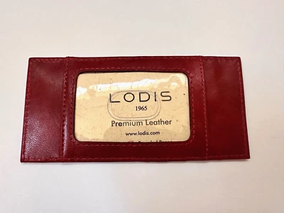 NUEVO Cartera Lodis de Cuero Rojo Larga Ventana de Identificación Delgada para Tarjetas ENCONTRAR RARA Foto 1 de 2