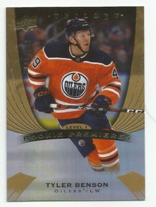 2020-21 UD Trilogy TYLER BENSON Rookie Premieres RC Level 1 830/999 OILERS