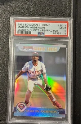 1999 Bowman Chrome Scouts' Choice Refractor #SC14 Marlon Anderson RC PSA 9 - Image 1 of 4