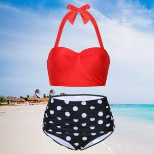 [Quick-Drying] Women's Vintage Polka Dot High Waisted Push Up Swimwear Suits, US - Picture 1 of 10