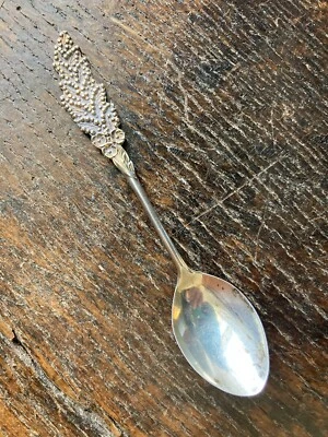 Antiguo Sterling F.S. GILBERT Trigo Sorgo Gavilla 1900 Demitasse Cuchara Sin Mono Foto 1 de 4