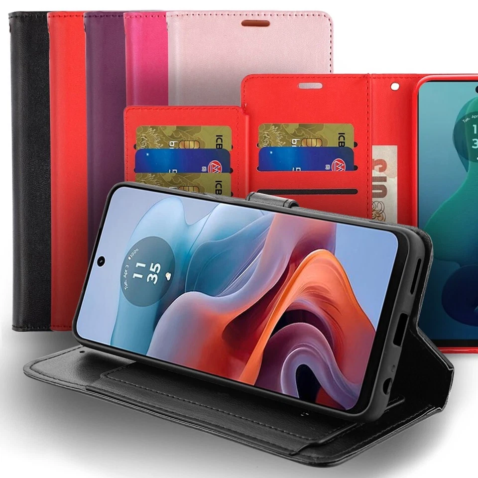 For Moto G 5G 2024 Phone Case Magnetic Snap Wallet Flip Card Slots Cover - Image 1 of 4