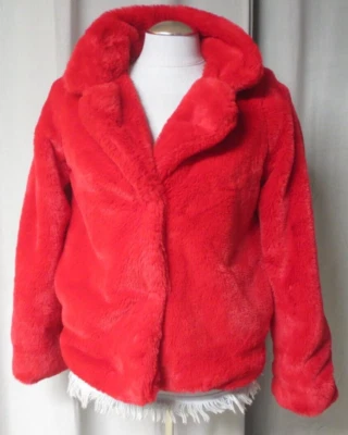 Abrigo rojo Jou Jou imitación felpa lápiz labial mediano cintura roja Foto 1 de 4