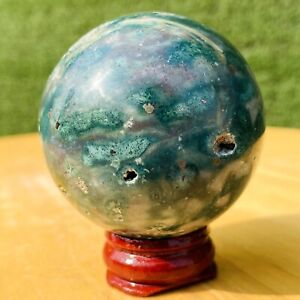 139G Rare Natural Ocean jasper Quartz Sphere Crystal Ball Specimen Healing
