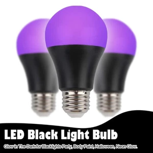 A19 Black Light Led Bulb 9W Lamps Paint Spotlights Home Fluorescent Glow Shell - Picture 1 of 11