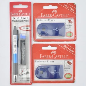 Faber-Castell Mechanical Pencil 0.7mm B + Leads & 2x Sleeve Eraser Rubbers - Picture 1 of 5