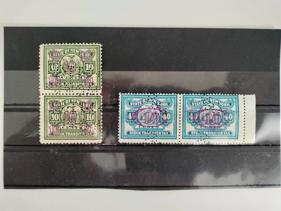 1932 NY State Revenue Stamps (Stock Transfer),Pairs,Used - Image 1 of 1