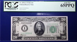 1934B $20 Federal Reserve Note Fr-2056-I Minneapolis PCGS65 Gem EPQ - Picture 1 of 4
