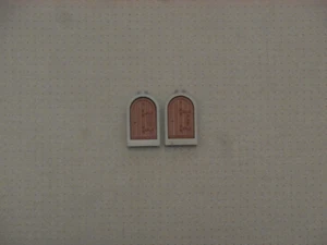 Lego - 2 Grey Round Top Windows with Brown Door Insert (30044) - GMT222 - Picture 1 of 1