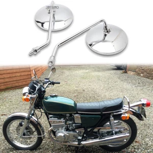 Chrome Rearview Mirror 10mm For Suzuki GT550 1972-1977 For Suzuki T500 1971-1975 - Picture 1 of 12