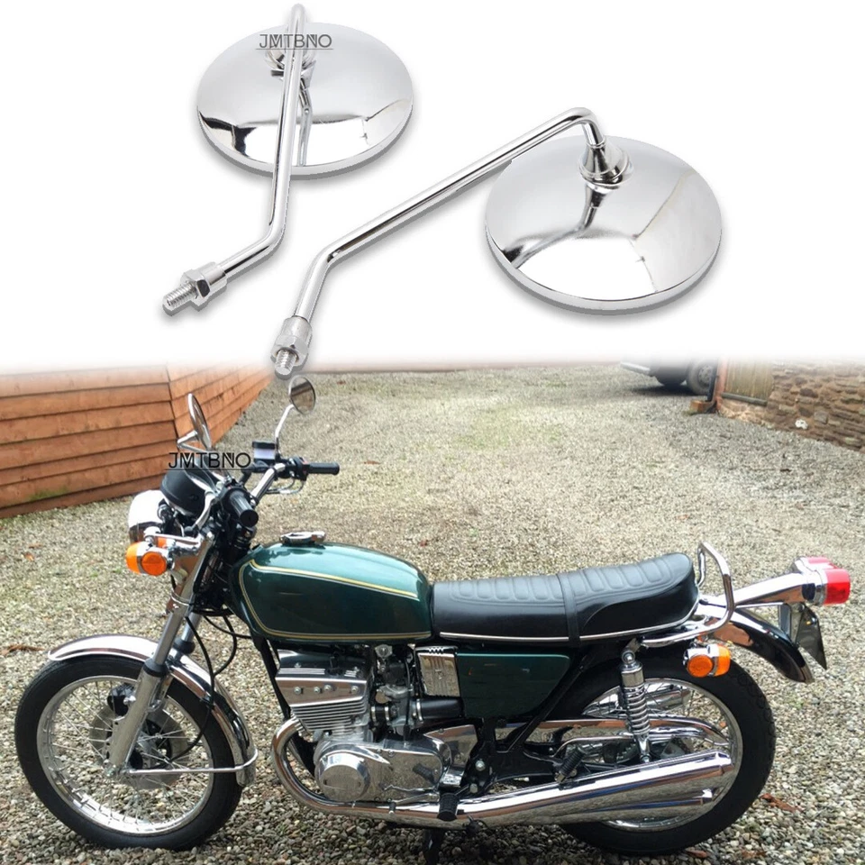 Espejo retrovisor cromado 10 mm para Suzuki GT550 1972-1977 para Suzuki T500 1971-1975 Foto 1 de 4