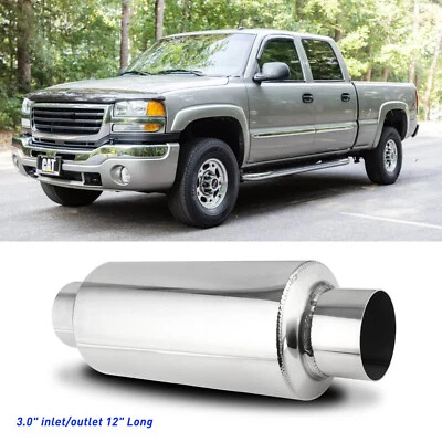 3" Inlet/Outlet Muffler Exhaust Resonator 12" Long For GMC Sierra 1500 2500HD Foto 1 de 4