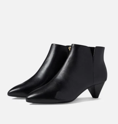 Mujer 9.5W Rockport Milia V Botín Cuero Negro Punta Punta Botines Dorado Foto 1 de 4