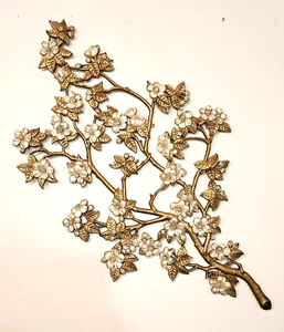 Large Vintage Burwood Dogwood Branch #4208 Plastic Wall Decor Gold White Floral - Picture 1 of 16
