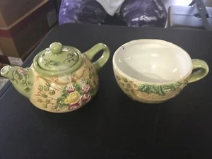 Ceramic Tea Pot & Cup Set Stackable 2004 Bonnie Griffen - Picture 1 of 6