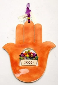 Home Blessing Hamsa cerámica hecha a mano diseño artístico hecho a mano - Imagen 1 de 1