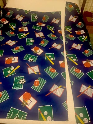 Cortina Deportiva 1 Panel 42" X 66"/2 Cenefas 18" 80" Azul/Todos los Deportes Habitación Niños Foto 1 de 4