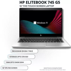 HP EliteBook 745 G5 Laptop 14" inch AMD Ryzen 7 Pro 32GB RAM 2TB SSD Windows 11 - Picture 1 of 8