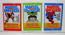3 DIFFERENT 1991 IMPEL MARVEL UNIVERSE SERIES II WRAPPERS - WOLVERINE HULK SPIDE