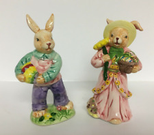 Easter Bunnies Ceramic Pair Greenbriar International Inc #846945 Made in China