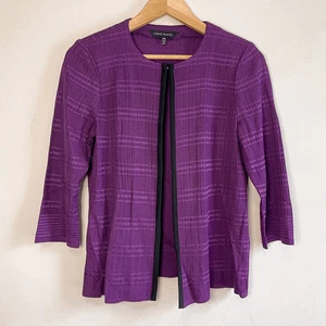 Ming Wang Purple Jacquard Knit Jacket Size Small Petite - Picture 1 of 7