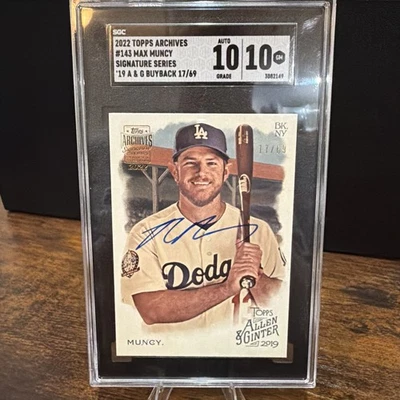 2022 Topps Archives Allen & Ginter - #143 Max Muncy Dodgers Auto 17/69 SGC 10  - Image 1 of 2