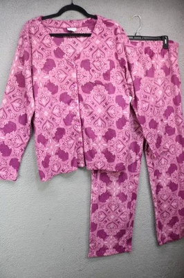 Conjunto de Pijama Jaclyn Smith Púrpura Polar Manga Larga Con Botones-Grande-NUEVO CON ETIQUETAS-Acogedor Elegante Foto 1 de 4