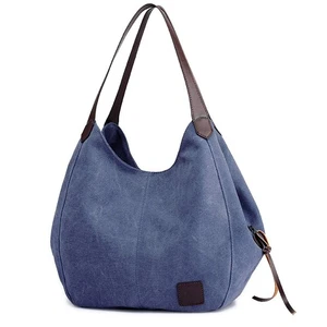 Women's Multi-pocket Shoulder Bag Fashion Cotton Canvas Handbag Tote Purse (D... - Picture 1 of 6