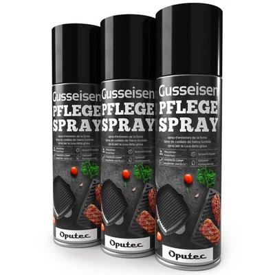 B-WARE 3x 500ml Oputec Gusseisen-Pflegespray Anti-Haft Spray Dutch Oven