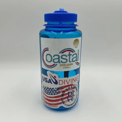 Botella de agua azul boca ancha Nalgene 32 oz logotipo de madera silvestre sin BPA senderismo camping Foto 1 de 4