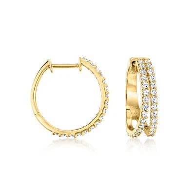 Ross-Simons Lab-Grown Diamond Double-Hoop Earrings in 18k Gold Plate 5/8 inches - Image 1 of 4