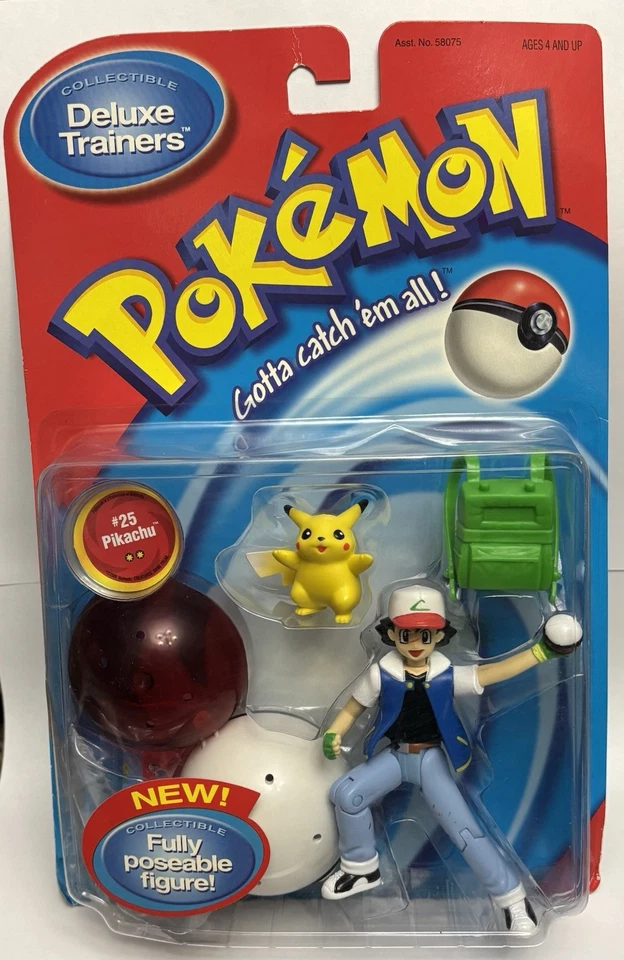 Hasbro Pokemon Trainers Ash & #25 Pikachu Deluxe Figure Pokeball Nintendo Pg1196