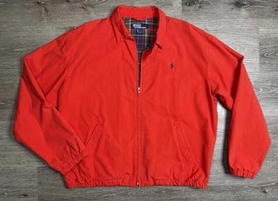 Винтажный Polo Ralph Lauren Harrington куртка красный фланель с подкладкой размер большой хлопок редкая - Изображение 1 из 4