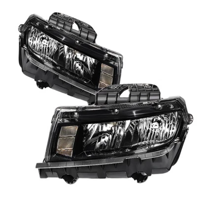 For 2014 2015 Chevy Camaro Halogen Headlights with Bulbs Black Left+Right Pair Foto 1 de 4
