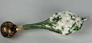 Smith Hawken Narzisse Blume Weihnachtsschmuck mundgeblasenes Glas weiß Narzisse Knolle - Bild 1 von 5