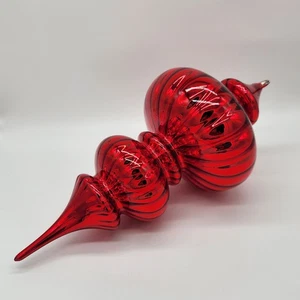Vintage Dept 56 Red Optic Mercury Glass Tear Drop Christmas Ornament 15" - Picture 1 of 8