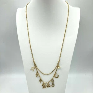 Goldfarbene Kette Strass Charm Halskette 30" lang Stern Herz Kreuz Hufeisen - Bild 1 von 8