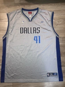 Dirk Nowitzki Dallas Mavericks Mavs NBA Silver Variation Reebok Jersey 2XL NEW - Picture 1 of 4