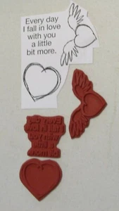 New Rubber Unmounted Stamps Set of 3 Hearts And Wings Club Scrap Inc. - Picture 1 of 1