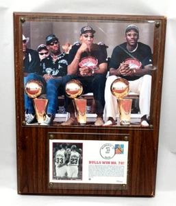 Jordan Pippen Rodman 98 Grant Park Photo & 1996 Win #70 First Day Letter Plaque - Picture 1 of 4