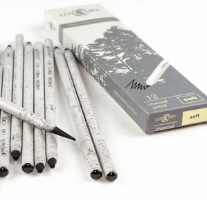 12Pcs Set Lotory Charcoal Pencil Black bold carbon core Peel and Sketch Charcoal - Picture 1 of 10