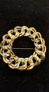 Vintage Designer signierte Monet große goldfarbene klobige Stil Mode Brosche Anstecknadel - Bild 1 von 4