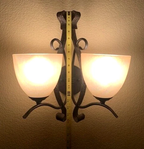 Wall 2 Light Sconces Wired Working with Glass Shades One Pair Cover