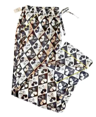 NUEVO PARA HOMBRES LG Disney Mickey Negro Blanco Diamante Satinado Pijama Pantalones con Bolsillos GC4 Foto 1 de 4