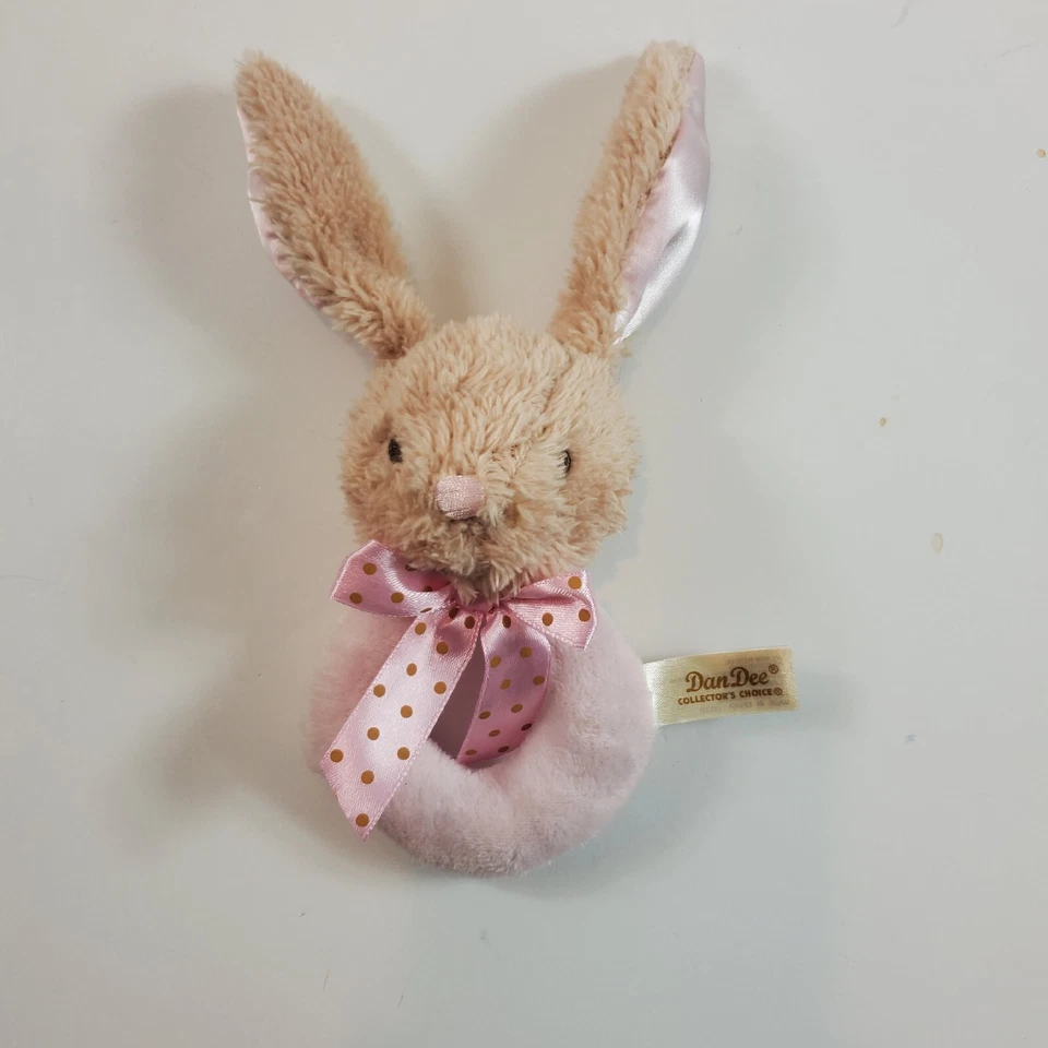 Dan Dee Conejo Conejo Satinado Orejas Anillo Bebé Sonajero Felpa Seguridad Foto 1 de 4