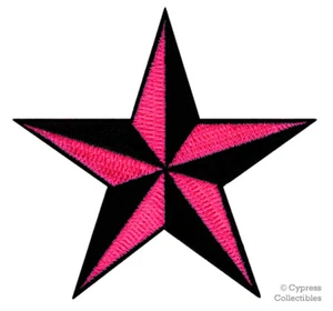 TOPPA STELLA NAUTICA ferro ricamato ROSA NERO MARINAIO TATUAGGIO SIMBOLO nuovo - Foto 1 di 4