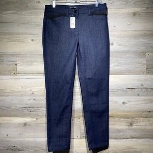 Brooks Brothers Blue Denim Tapered Ankle Pants Jeans Embroidered Size 6 W32 L29 - Picture 1 of 12
