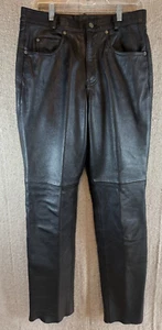 Mens Sz 32 WILSONS Black Leather Pants Biker Motorcycle - Bild 1 von 7