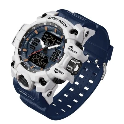 Reloj de Hombre Deporte Estanco 50M LED Digital Analógico Militar G Estilo Azul - Imagen 1 de 2